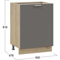 Шкаф напольный Трия Габриэлла 1Н6 с одной дверью (дуб крафт золотой/муссон) - Превью изображения №3 — Интернет-магазин Time-Shop