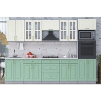 Готовая кухня Интерлиния Мила Шато 3.0В (белый/мята/бискайская сосна) - Превью изображения №3 — Интернет-магазин Time-Shop