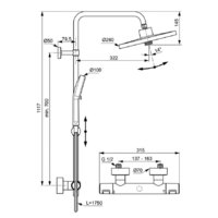 Душевая система  Ideal Standard Ceratherm T25+ A7210XG - Превью изображения №8 — Интернет-магазин Time-Shop