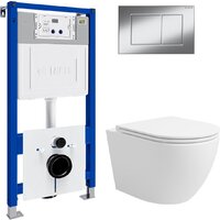 Унитаз подвесной Lauter Vortex 2110830 с кнопкой 219701J (прямоугольная, хром) - Превью изображения №1 — Интернет-магазин Time-Shop