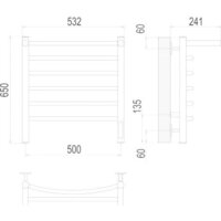 Полотенцесушитель TERMINUS Классик П6 500x650 с полкой бп электро (хром) - Превью изображения №3 — Интернет-магазин Time-Shop