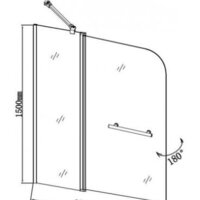 Стеклянная шторка для ванны Aquanet SG-1200 150x120 (прозрачное стекло) - Превью изображения №2 — Интернет-магазин Time-Shop