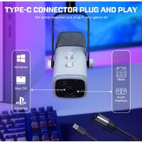 Проводной микрофон FIFINE AM8T (белый) - Превью изображения №3 — Интернет-магазин Time-Shop