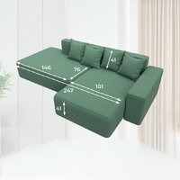 Угловой диван Лига диванов Лига-079 правый 129815 (рогожка амур 11 зеленый) - Превью изображения №9 — Интернет-магазин Time-Shop