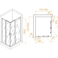 Душевой уголок RGW PA-246 030824680-11 80x100 (хром/прозрачное стекло) - Превью изображения №2 — Интернет-магазин Time-Shop