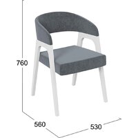 Стул с подлокотниками Трия Техас (графит №219 Велюр Jercy graphite/белый матовый) - Превью изображения №4 — Интернет-магазин Time-Shop