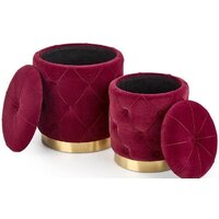 Пуфик Halmar Комплект POLLY 2 шт бордовый/золотой - Превью изображения №2 — Интернет-магазин Time-Shop