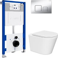 Унитаз подвесной Lauter Longer 2110822 с кнопкой 219703F (квадратная, сатин) - Превью изображения №2 — Интернет-магазин Time-Shop