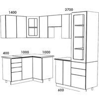 Готовая кухня Артём-Мебель София СН-114 со стеклом МДФ 1.4x2.7 (морская волна/дуб полярный) - Превью изображения №2 — Интернет-магазин Time-Shop
