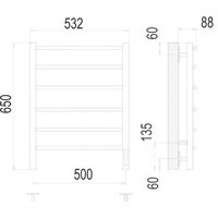 Полотенцесушитель TERMINUS Классик П6 500x650 бп электро (хром) - Превью изображения №3 — Интернет-магазин Time-Shop