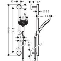 Душевой гарнитур  Hansgrohe Raindance Select S 26322000 (хром) - Превью изображения №4 — Интернет-магазин Time-Shop