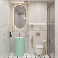 Умывальник Wellsee Chalice Perfection 230627000 (отдельностоящий, с отверстием под смеситель, цвет матовый светло-зеленый/глянцевый белый) - Превью изображения №7 — Интернет-магазин Time-Shop