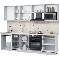 Готовая кухня Интерлиния Мила Лайт 2.7-ПМ4 (персидский жемчуг/персидский жемчуг/серый каспий) - Превью изображения №3 — Интернет-магазин Time-Shop