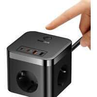 Сетевое зарядное Baseus PowerCombo Cube Power Strip 3AC+2U+2C 30W E00066400117-00 - Превью изображения №5 — Интернет-магазин Time-Shop