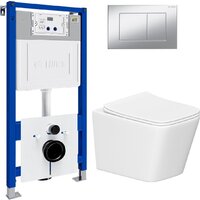 Унитаз подвесной Lauter Square 214903 с кнопкой 219703J (прямоугольная, сатин) - Превью изображения №2 — Интернет-магазин Time-Shop