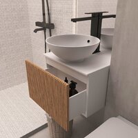  ЗОВ Тумба под умывальник Кито 50 K50LW0MRMC (белый/тростник) - Превью изображения №3 — Интернет-магазин Time-Shop