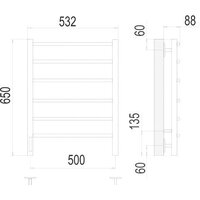 Полотенцесушитель TERMINUS Классик П6 500x650 бп левый электро (хром) - Превью изображения №3 — Интернет-магазин Time-Shop