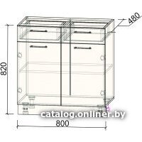 Шкаф напольный Интерлиния Компо НШ80рш2 (дуб серый) - Превью изображения №3 — Интернет-магазин Time-Shop