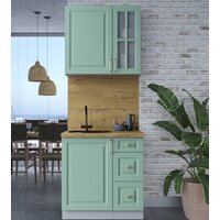 Готовая кухня Интерлиния Мила Шато 0.8А (мята/мята/дуб бунратти) - Превью изображения №3 — Интернет-магазин Time-Shop