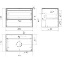  Cersanit Тумба под умывальник со столешницей Louna 80 SZ-LOU80-BL/WH - Превью изображения №6 — Интернет-магазин Time-Shop