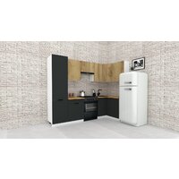 Готовая кухня ВерсоМебель Эко-2 1.2x2.7 правая (дуб крафт золотой/антрацит/ст.золотистый дуб) - Превью изображения №2 — Интернет-магазин Time-Shop