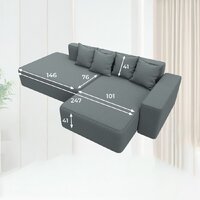 Угловой диван Лига диванов Лига-079 правый 129813 (рогожка амур 07 серый) - Превью изображения №9 — Интернет-магазин Time-Shop