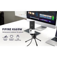 Проводной микрофон FIFINE K669 (белый) - Превью изображения №11 — Интернет-магазин Time-Shop