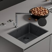 Кухонная мойка Roxen Uno 560210-54BS под столешницу графит/текстурная поверхность (ролл-мат, дозатор, сифон) - Превью изображения №2 — Интернет-магазин Time-Shop