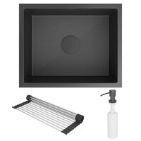 Кухонная мойка Roxen Uno 560210-54BS под столешницу графит/текстурная поверхность (ролл-мат, дозатор, сифон) - Превью изображения №4 — Интернет-магазин Time-Shop