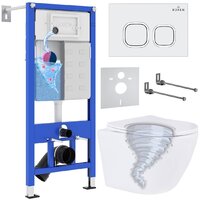 Унитаз подвесной Roxen Antares Tornado в комплекте с инсталляцией StounFix Dual Fresh 6 в 1 968358 (кнопка: белый глянцевый) - Превью изображения №1 — Интернет-магазин Time-Shop