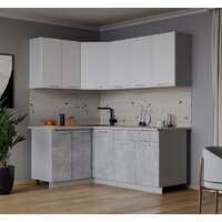 Готовая кухня Интерлиния Мила Лайт 1.2x1.8 (белый платинум/бетон/бискайская сосна) - Превью изображения №2 — Интернет-магазин Time-Shop