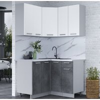 Готовая кухня Интерлиния Мила Лайт 1.2x1.2 (белый платинум/бетон портленд/белый гранит) - Превью изображения №2 — Интернет-магазин Time-Shop
