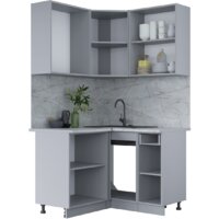 Готовая кухня Интерлиния Мила Лайт 1.2x1.2 (белый платинум/бетон портленд/белый гранит) - Превью изображения №3 — Интернет-магазин Time-Shop