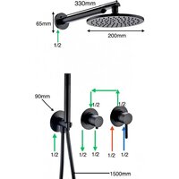 Душевая система  Grocenberg GB5090 (черный матовый) - Превью изображения №7 — Интернет-магазин Time-Shop