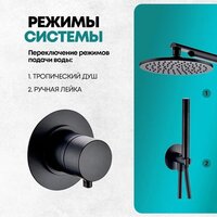 Душевая система  Grocenberg GB5090 (черный матовый) - Превью изображения №4 — Интернет-магазин Time-Shop