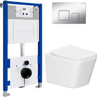 Унитаз подвесной Lauter Square 214903 с кнопкой 219703F (квадратная, сатин) - Превью изображения №2 — Интернет-магазин Time-Shop