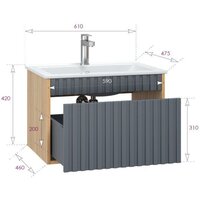  Onika Тумба под умывальник Дайлер 60 106151 (графит/дуб сонома) - Превью изображения №7 — Интернет-магазин Time-Shop