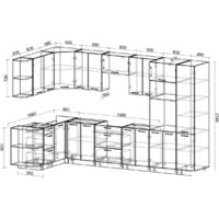 Готовая кухня Интерлиния Мила Лайт 1.68x3.4 левая без столешницы (белый платинум/дуб серый) - Превью изображения №2 — Интернет-магазин Time-Shop