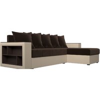 Угловой диван Лига диванов Дубай лайт правый 114183 (микровельвет коричневый/экокожа бежевый) - Превью изображения №2 — Интернет-магазин Time-Shop