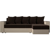 Угловой диван Лига диванов Дубай лайт правый 114183 (микровельвет коричневый/экокожа бежевый) - Превью изображения №3 — Интернет-магазин Time-Shop