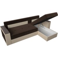 Угловой диван Лига диванов Дубай лайт правый 114183 (микровельвет коричневый/экокожа бежевый) - Превью изображения №8 — Интернет-магазин Time-Shop