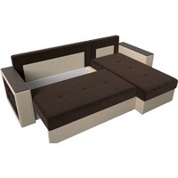 Угловой диван Лига диванов Дубай лайт правый 114183 (микровельвет коричневый/экокожа бежевый) - Превью изображения №7 — Интернет-магазин Time-Shop