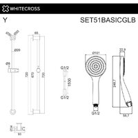 Душевой гарнитур  Whitecross SET51BASICGLB (брашированное золото) - Превью изображения №2 — Интернет-магазин Time-Shop