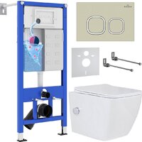 Roxen Cube bidet в комплекте с инсталляцией StounFix Dual Fresh 6 в 1 966554 (кнопка: бежевый)