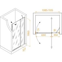 Душевая дверь RGW LE-004 351200411-21 (хром/матовое стекло) - Превью изображения №2 — Интернет-магазин Time-Shop