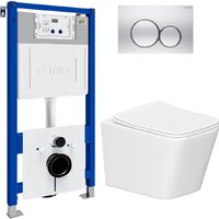 Унитаз подвесной Lauter Square 214903 с кнопкой 219703E (круглая, сатин) - Превью изображения №2 — Интернет-магазин Time-Shop