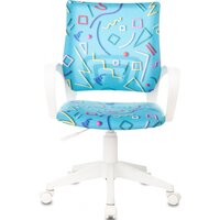 Компьютерное кресло Бюрократ Burokids 1W 1920811 (голубой Sticks 06/пластик белый) - Превью изображения №2 — Интернет-магазин Time-Shop