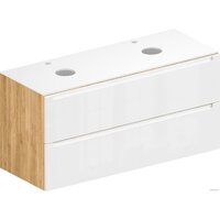 ЗОВ Тумба под умывальник Дион 120 D120LHO0M9003GKV5-KP13W (белый глянец/дуб)