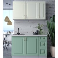 Готовая кухня Интерлиния Мила Шато 1.3А (белый/мята/бискайская сосна) - Превью изображения №3 — Интернет-магазин Time-Shop