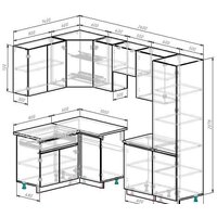 Готовая кухня ВерсоМебель Эко-7 1.4x2.6 левая (белый фасадный/черный/ст.мрамор итальянский) - Превью изображения №6 — Интернет-магазин Time-Shop